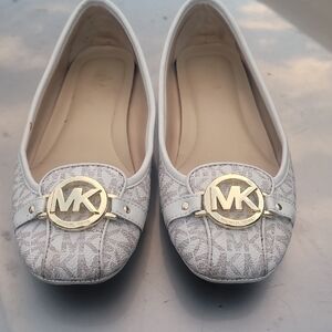 Michael Kors Women's White MK Logo Ballet Flats